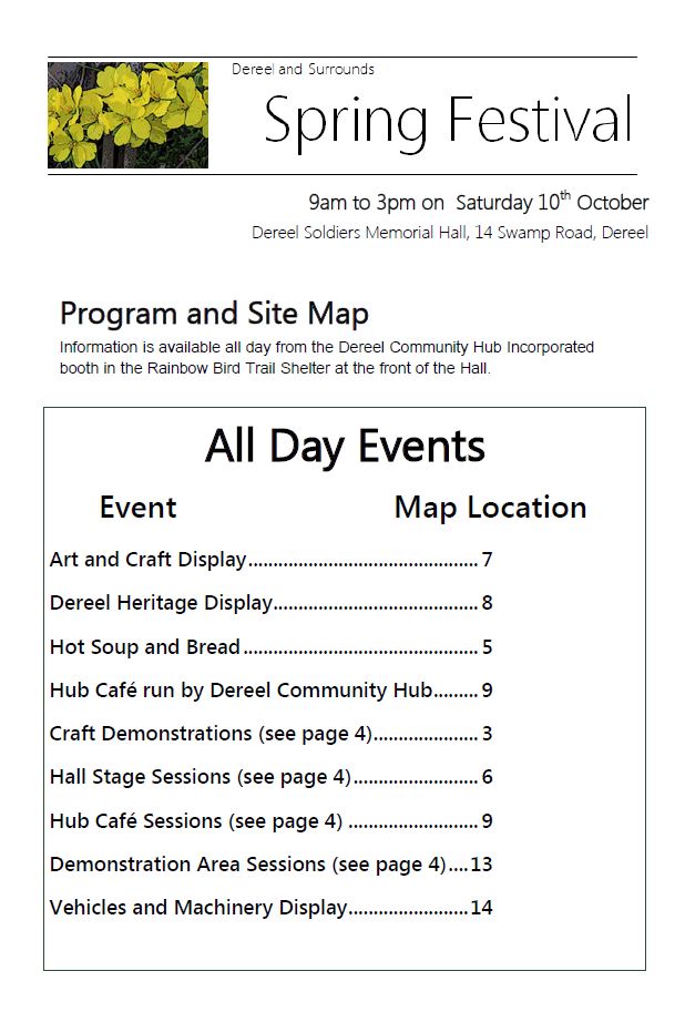Print the Program: Dereel and Surrounds Spring&nbsp;Festival