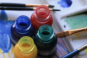 Art-materials-paint-brushes-coloured-ink