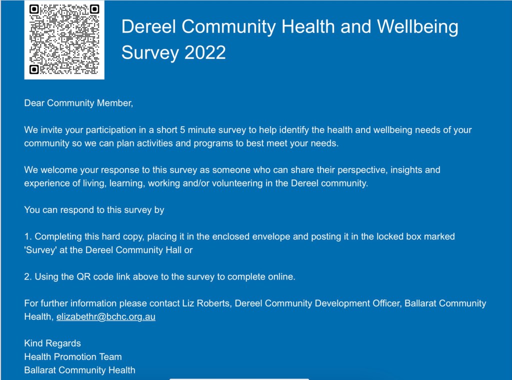 Dereel Survey: Ballarat Community&nbsp;Health